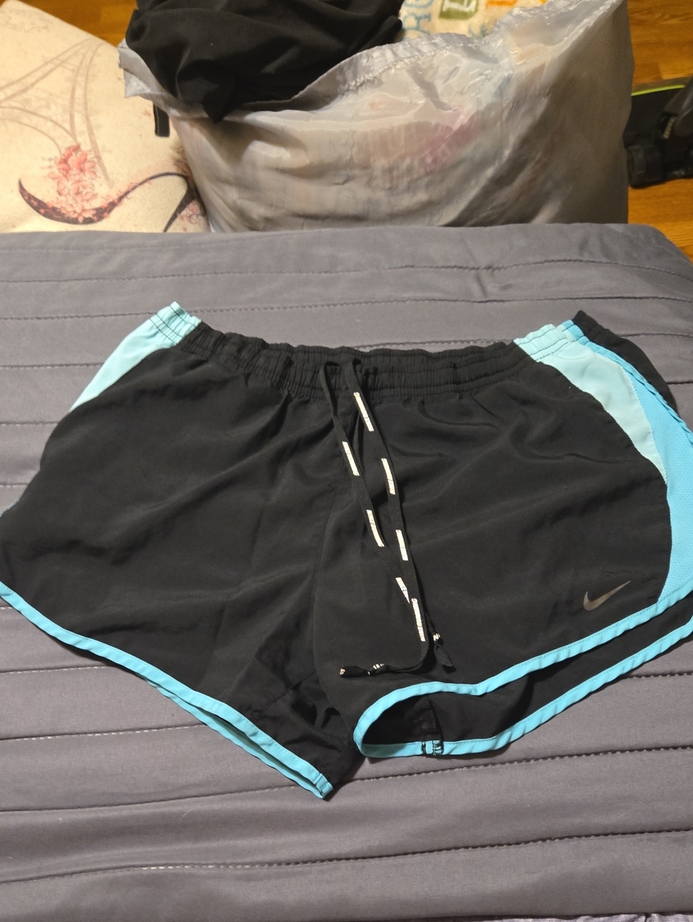 Nike Women’s Black & Light Blue Athletic Running Shorts